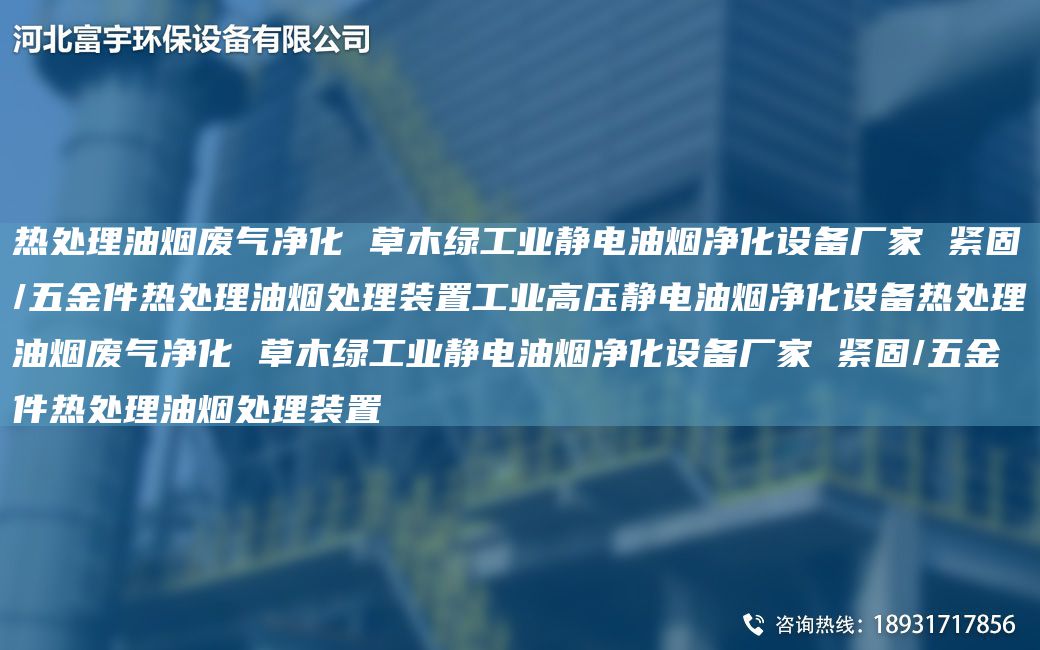 熱處理油煙廢氣凈化 草木綠工業(yè)靜電油煙凈化設(shè)備廠家 緊固/五金件熱處理油煙處理裝置工業(yè)高壓靜電油煙凈化設(shè)備熱處理油煙廢氣凈化 草木綠工業(yè)靜電油煙凈化設(shè)備廠家 緊固/五金件熱處理油煙處理裝置